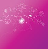 White Retro Floral Clipart On Pink Background Stock Illustration ...
