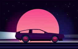 80s style sci-fi background with supercar. Retro future. 80s style sci-fi background with supercar. Futuristic retro car. Vector retro futuristic synth vector illustration 80s style sci-fi background with supercar. Retro future. 80s style sci-fi background with supercar. Futuristic retro car. Vector retro futuristic synth vector illustration