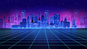 Retro futuristisk illustration för stil 3d för skyskrapastads80-tal stock illustrationer Retro futuristisk illustration för stil 3d för skyskrapastads80-tal stock illustrationer
