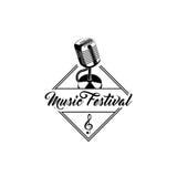 Retro- Mikrofonzeichen Dreifacher Clef Musik-Festivalemblemlogoaufkleber Vektor lizenzfreie abbildung Retro- Mikrofonzeichen Dreifacher Clef Musik-Festivalemblemlogoaufkleber Vektor lizenzfreie abbildung