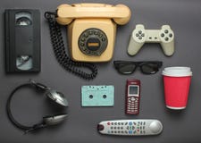 Retro objects on gray background stock photo Retro objects on gray background stock photo