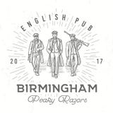 Retro Peaky Logo. Men In Hats With Blinders Illustration. Gangsters Vintage Poster. English Pub Insignia. Birmingham Stock Photos Retro Peaky Logo. Men In Hats With Blinders Illustration. Gangsters Vintage Poster. English Pub Insignia. Birmingham Stock Photos