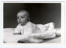 Retro Photo Of Baby Boy (six Months Old). Portrait Photo Was Taken In Photo Studio On March 10, 1972 Stock Image