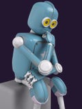Retro robot thinks sitting on the cube, artificial intelligence, ai royalty free illustration Retro robot thinks sitting on the cube, artificial intelligence, ai royalty free illustration