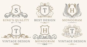 Retro Royal Vintage Shields Logotype set. Vector calligraphyc Luxury logo design elements. Business signs, logos vector illustration Retro Royal Vintage Shields Logotype set. Vector calligraphyc Luxury logo design elements. Business signs, logos vector illustration