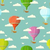 Retro seamless travel pattern of balloons. Vector illustration. Stock Photos Retro seamless travel pattern of balloons. Vector illustration. Stock Photos