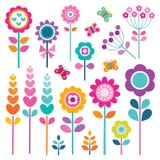 Retro set of flowers in spring colors royalty free illustration Retro set of flowers in spring colors royalty free illustration