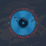 Retro sound record studio, vinyl music shop, club logo, badge with vinyl record vector illustration Retro sound record studio, vinyl music shop, club logo, badge with vinyl record vector illustration