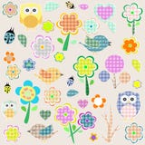 Retro Spring Nature And Animal Elements. Stock Photos