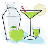 Retro-style Apple Martini stock illustration Retro-style Apple Martini stock illustration
