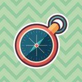 Retro symbol för kompassklistermärkelägenhet med färgbakgrund vektor illustrationer Retro symbol för kompassklistermärkelägenhet med färgbakgrund vektor illustrationer