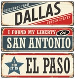 Retro tin sign collection with USA city names royalty free illustration Retro tin sign collection with USA city names royalty free illustration