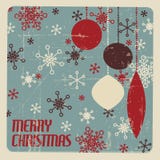 Retro- Weihnachtskarte mit Weihnachtsdekorationen lizenzfreie abbildung Retro- Weihnachtskarte mit Weihnachtsdekorationen lizenzfreie abbildung
