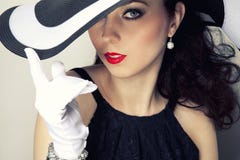 Retro woman in a hat Royalty Free Stock Photo Retro woman in a hat Royalty Free Stock Photo