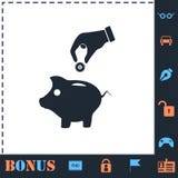 Rettungsgeld mit Piggy Ikone flach stock abbildung Rettungsgeld mit Piggy Ikone flach stock abbildung
