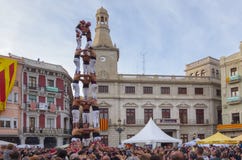 REUS, ESPAGNE - 23 AVRIL 2017 : Représentation de Castells images stock REUS, ESPAGNE - 23 AVRIL 2017 : Représentation de Castells images stock