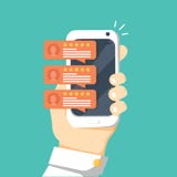 Reveja os discursos na ilustração do vetor do telefone celular, estrelas lisas da bolha da avaliação das revisões do smartphone d ilustração stock Reveja os discursos na ilustração do vetor do telefone celular, estrelas lisas da bolha da avaliação das revisões do smartphone d ilustração stock