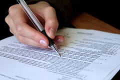 Review and filling out legal contract