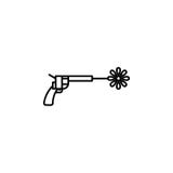 revolver con un'icona del fiore Elemento dell'icona di pace per i apps mobili di web e di concetto La linea sottile revolver con royalty illustrazione gratis revolver con un'icona del fiore Elemento dell'icona di pace per i apps mobili di web e di concetto La linea sottile revolver con royalty illustrazione gratis