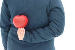 Rewolucjonistka balon w formie mężczyzny kierowych chwytów w jego rękach prezent na mroźnym dniu na Luty 14-Valentine's dniu małż fotografia stock Rewolucjonistka balon w formie mężczyzny kierowych chwytów w jego rękach prezent na mroźnym dniu na Luty 14-Valentine's dniu małż fotografia stock