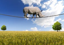 Rhino Walking on Rope vector illustration Rhino Walking on Rope vector illustration