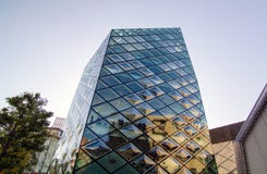 Rhomboid-grid Glass Building Stock Images