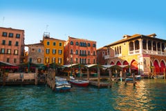 Rialto Market In Venice, Italy As Seen From The Grand Canal Royalty Free Stock Photos Rialto Market In Venice, Italy As Seen From The Grand Canal Royalty Free Stock Photos