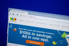 Riazan, Russie - 26 juin 2018 : Page d'accueil de site Web de bons sur l'affichage du PC URL - Coupons com photographie stock libre de droits Riazan, Russie - 26 juin 2018 : Page d'accueil de site Web de bons sur l'affichage du PC URL - Coupons com photographie stock libre de droits