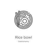 rice bowl icon vector from gastronomy collection. Thin line rice bowl outline icon vector illustration. Outline, thin line rice vector illustration rice bowl icon vector from gastronomy collection. Thin line rice bowl outline icon vector illustration. Outline, thin line rice vector illustration