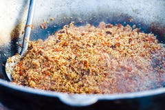Cook pilaf on the street stock photos Cook pilaf on the street stock photos
