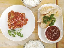 Rice with korean chicken stock image Rice with korean chicken stock image