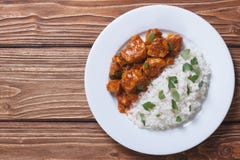 Rice With Chicken In Curry Sauce Top View Stock Photography