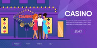 Rich Man with Beautiful Woman near Casino Entrance vector illustration Rich Man with Beautiful Woman near Casino Entrance vector illustration