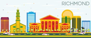 Richmond Skyline con le costruzioni ed il cielo blu di colore illustrazione vettoriale Richmond Skyline con le costruzioni ed il cielo blu di colore illustrazione vettoriale