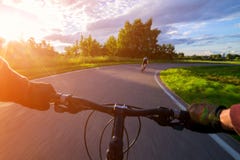 Riding A Bike First Person Perspective. Royalty Free Stock Image