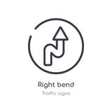 right bend outline icon. isolated line vector illustration from traffic signs collection. editable thin stroke right bend icon on stock illustration right bend outline icon. isolated line vector illustration from traffic signs collection. editable thin stroke right bend icon on stock illustration