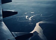 Right wings of an airplane with sky background image Stock Images Right wings of an airplane with sky background image Stock Images