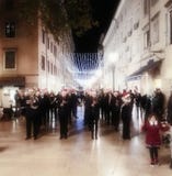 Rijeka, Croatia, December 12, 2018. Musicians on the street of Croatian town Rijeka at Christmas time royalty free stock photo Rijeka, Croatia, December 12, 2018. Musicians on the street of Croatian town Rijeka at Christmas time royalty free stock photo