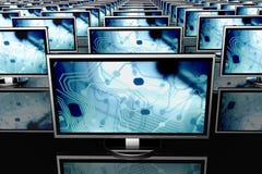 Rijen van vlakke het schermmonitors stock illustratie Rijen van vlakke het schermmonitors stock illustratie