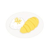 Rijpe mango kleverige rijst op plaat stock illustratie Rijpe mango kleverige rijst op plaat stock illustratie