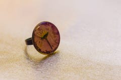 Ring with crystal made of epoxy resin and flower Royalty Free Stock Image Ring with crystal made of epoxy resin and flower Royalty Free Stock Image