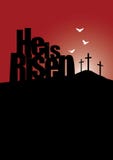 He is Risen Easter crosses and doves on glowing horizon vector illustration He is Risen Easter crosses and doves on glowing horizon vector illustration
