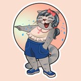 Riso aos rasgos no gato Nastya ilustração stock Riso aos rasgos no gato Nastya ilustração stock
