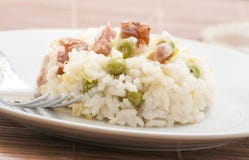 Risotto del limone con bacon immagini stock Risotto del limone con bacon immagini stock