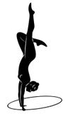 Ritmische Gymnastiek - gekleurd vectorial pictogram Silhouet van een meisje met een hoepel De mooie turner de vrouw is slank en j royalty-vrije illustratie Ritmische Gymnastiek - gekleurd vectorial pictogram Silhouet van een meisje met een hoepel De mooie turner de vrouw is slank en j royalty-vrije illustratie