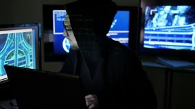 Ritratto del pirata informatico, spionaggio di Internet, furto di identità, pirata informatico che per mezzo del computer portati archivi video Ritratto del pirata informatico, spionaggio di Internet, furto di identità, pirata informatico che per mezzo del computer portati archivi video