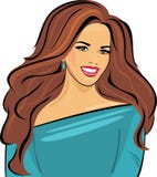 Ritratto di bella donna sorridente in un vestito blu royalty illustrazione gratis Ritratto di bella donna sorridente in un vestito blu royalty illustrazione gratis
