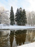 River Sysa And Snowy Trees In Winter , Lithuania Stock Photography River Sysa And Snowy Trees In Winter , Lithuania Stock Photography