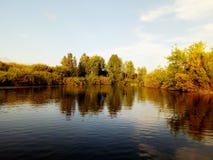 The river Uvelka in etkul district of the Chelyabinsk region. The view from the boat. royalty free stock photography The river Uvelka in etkul district of the Chelyabinsk region. The view from the boat. royalty free stock photography