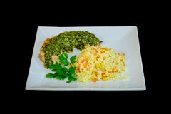 Riz avec les légumes et la sauce à poissons photo libre de droits Riz avec les légumes et la sauce à poissons photo libre de droits